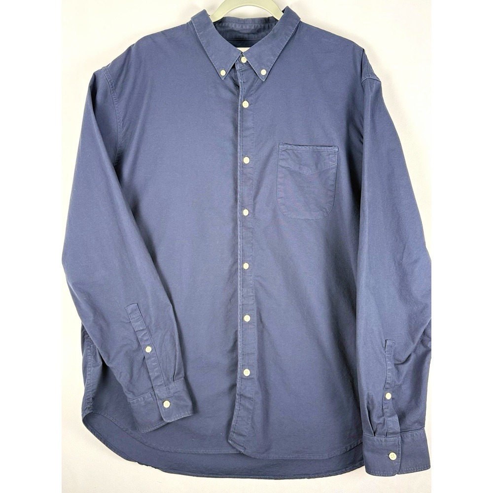 Lucky Brand Mens XXL Saturday Stretch Navy Blue Long Sleeve Button Down Shirt
